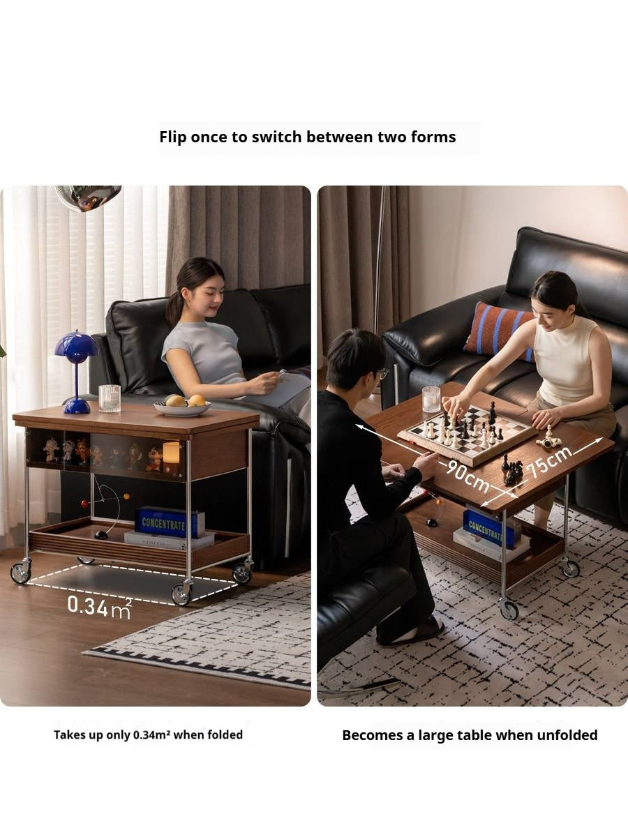 Oak Solid Wood Folding Coffee Table with Minimalist Design