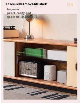 Cherry Solid Wood Antique Colored Floor TV Stand