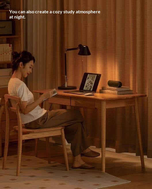 Oak Solid Wood Office Desk Spindle-Shaped Slanted Legs