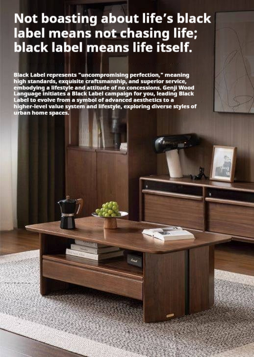 Black Walnut Solid Wood Rock Plate Coffee Table