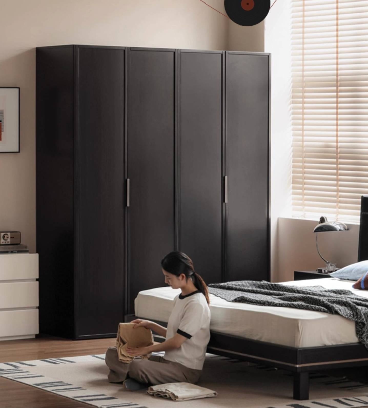 Pine Solid Wood Modern Wardrobe with Light