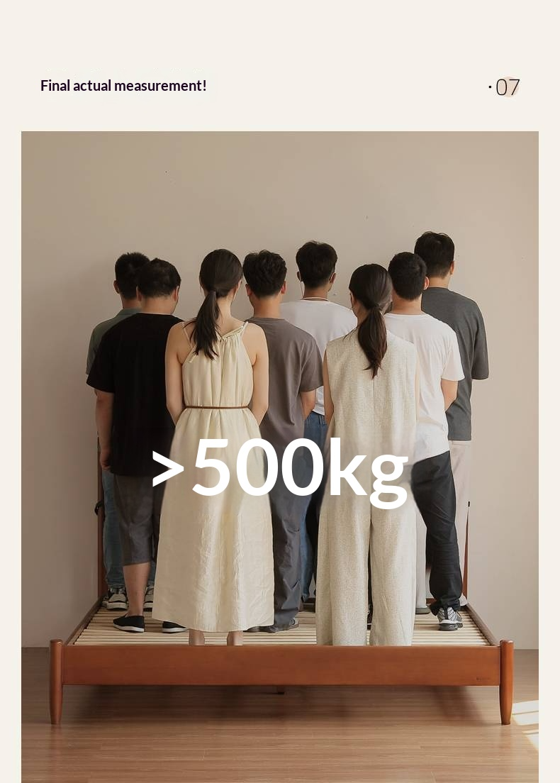 Poplar Solid Wood Vintage Soft Backrest Bed