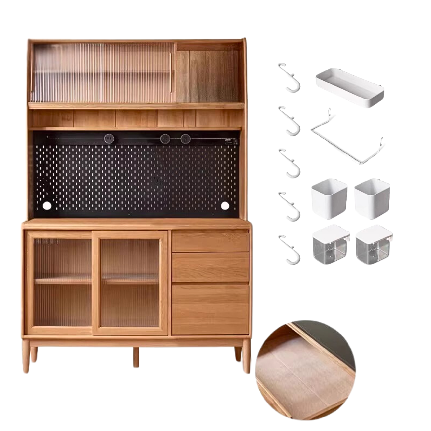 Cherry, Oak Solid Wood Rock Board Dining Cabinet Integrated High
