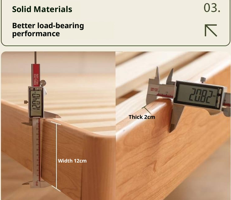 Cherry Solid Wood Retro with Socket Night Light Bed