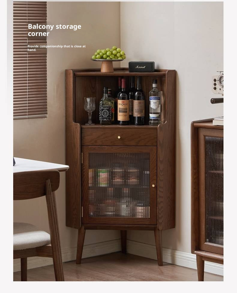 Oak Solid Wood Corner Side Cabinet