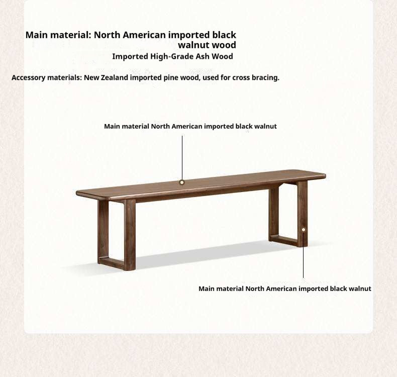 Black Walnut, White Ash Solid Wood Leisure Long Bench