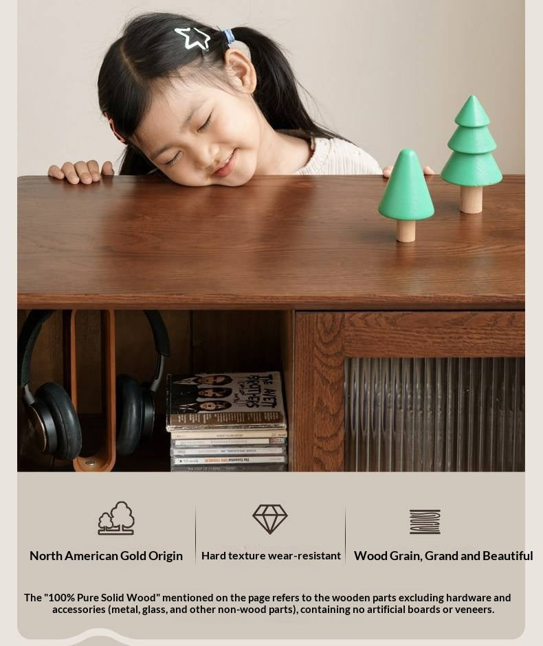 Oak Solid Wood, Solid Rubberwood Side Cabinet.