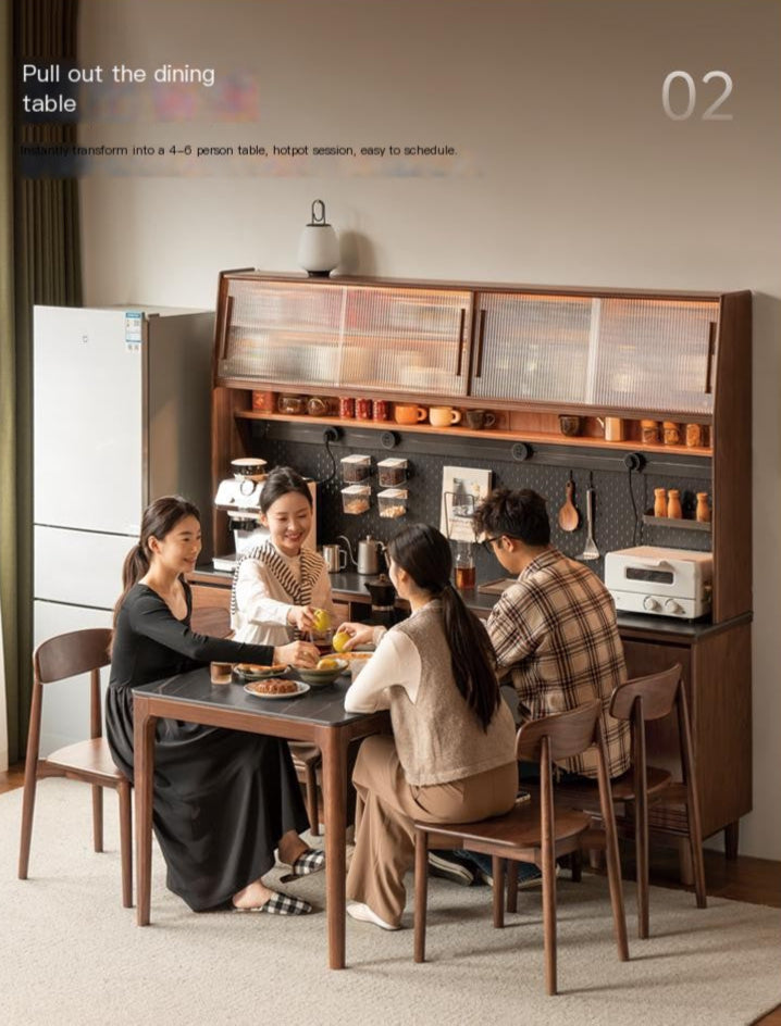 Black Walnut, Oak Solid Wood Light Luxury Style Rock Plate Storage Cabinet