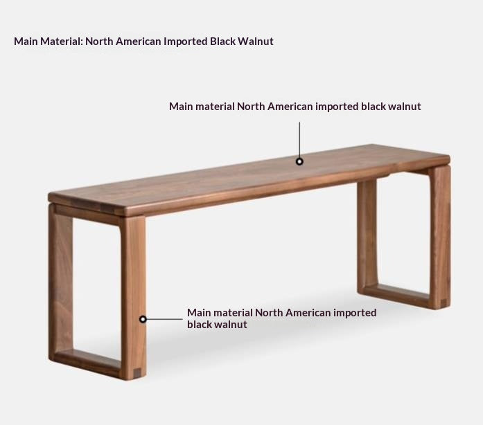 Black Walnut, Oak Solid Wood Long Bench