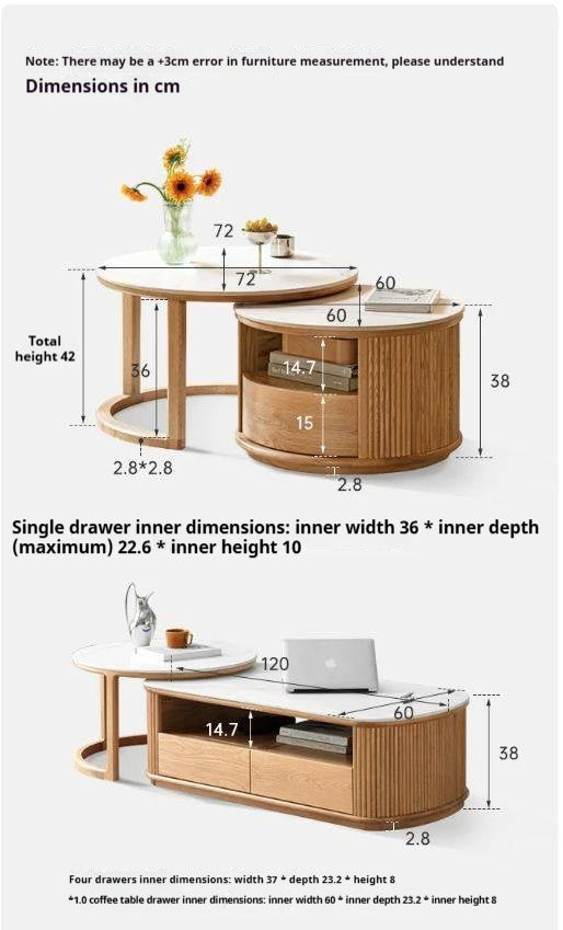 Oak, Ash, White Ash Solid Wood Rock Plate Coffee Table