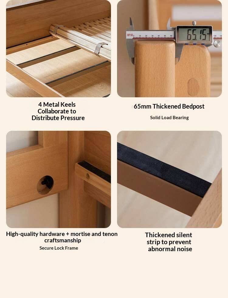 Beech Solid Wood Children's Loft Bed with Under-Table and Storage