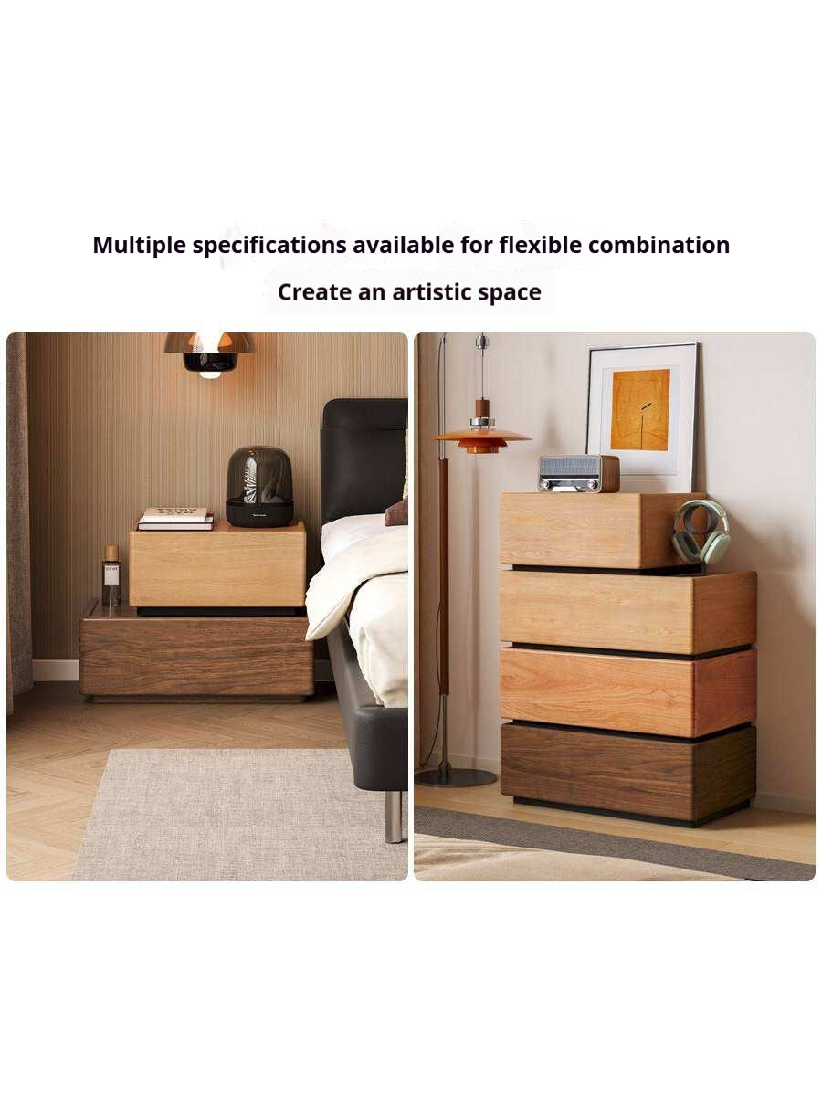 Black Walnut, Cherry, Oak Solid Wood Free Combination Storage Nightstand