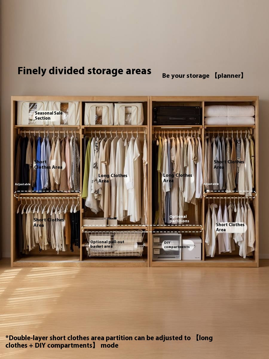 Ash Solid Wood Modern Wardrobe With Sliding Doors
