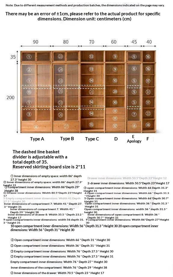 Cherry Wood Combination Bookcase Floor Shelf Glass Door Bookcase