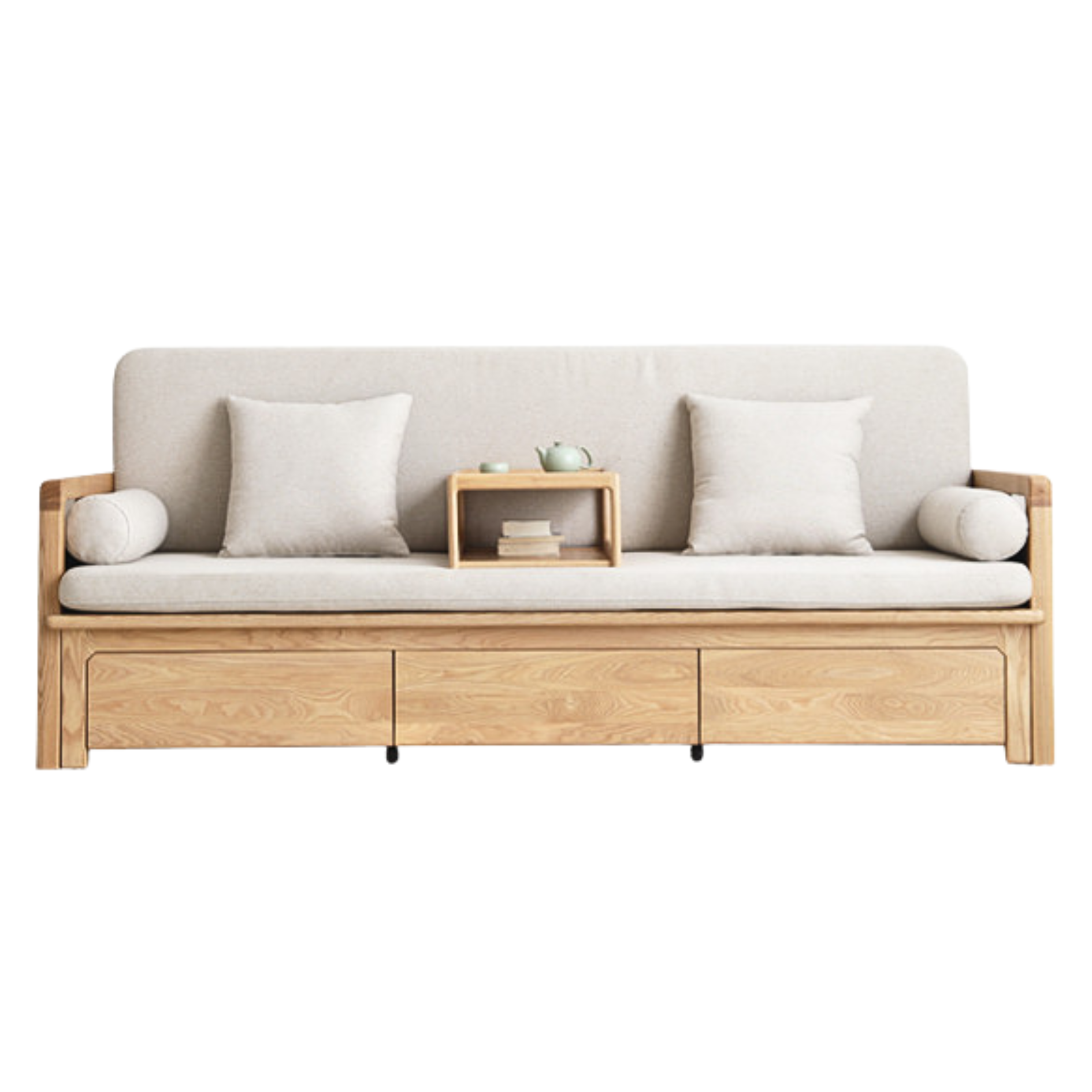 Ash Solid Wood Retractable Multifunctional Box Sofa Bed.