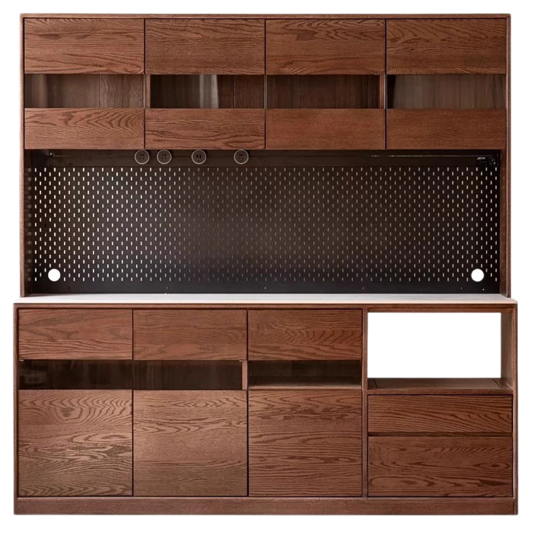 Oak Solid Wood Dining Storage Sideboard Against The Wall