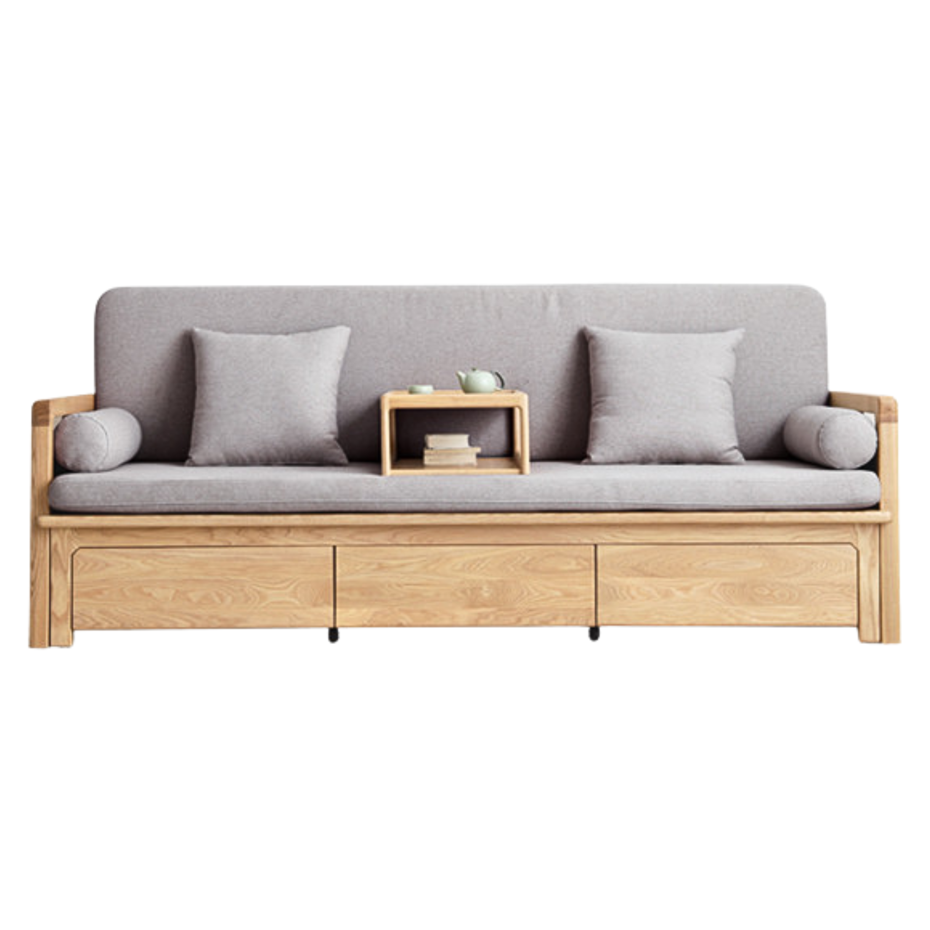 Ash Solid Wood Retractable Multifunctional Box Sofa Bed.