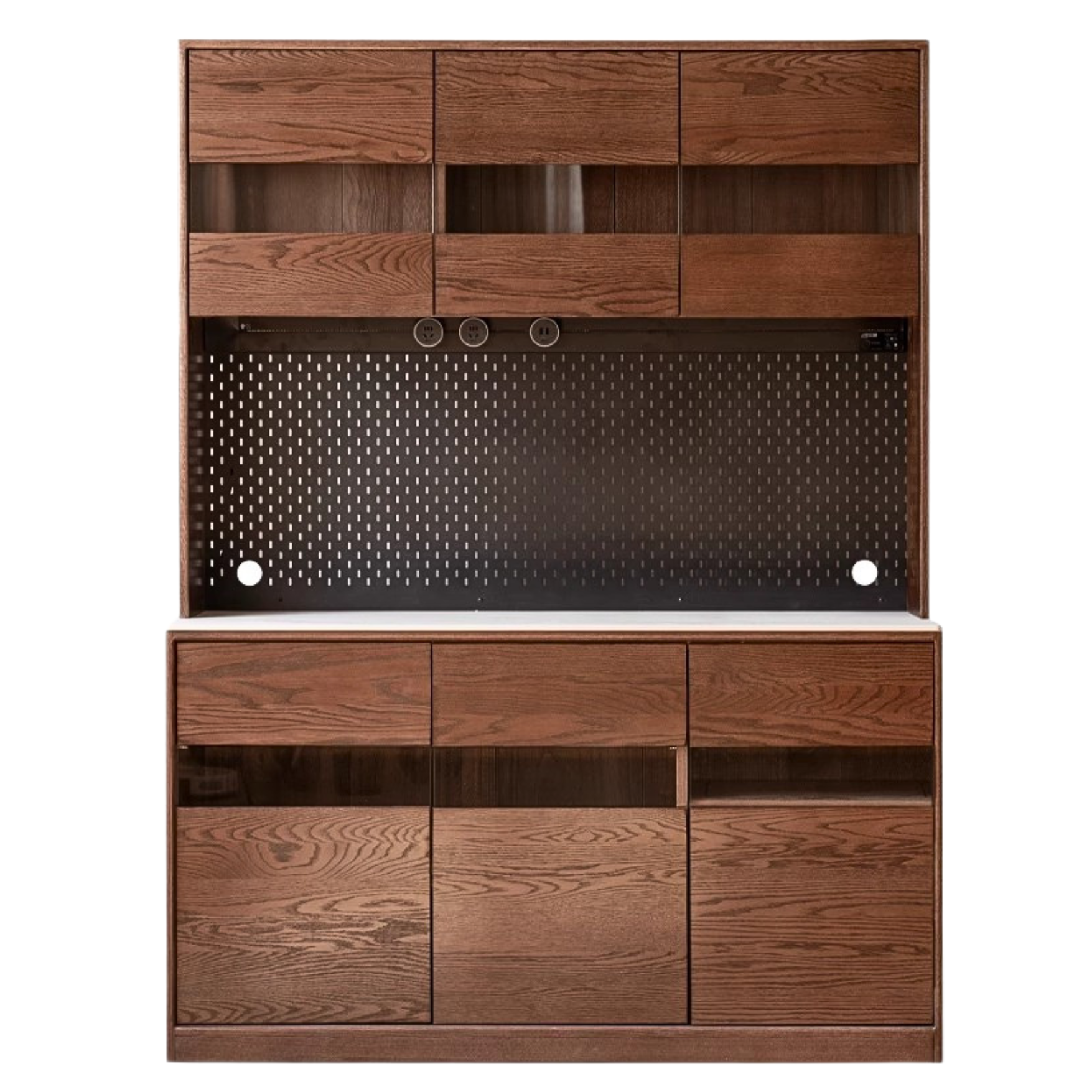 Oak Solid Wood Dining Storage Sideboard Against The Wall