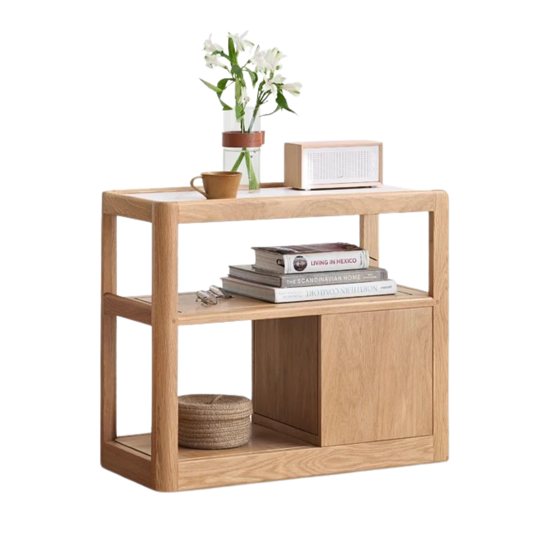 Black walnut, Ash, Oak, Cherry Solid Wood Rock Plate Side Table Movable