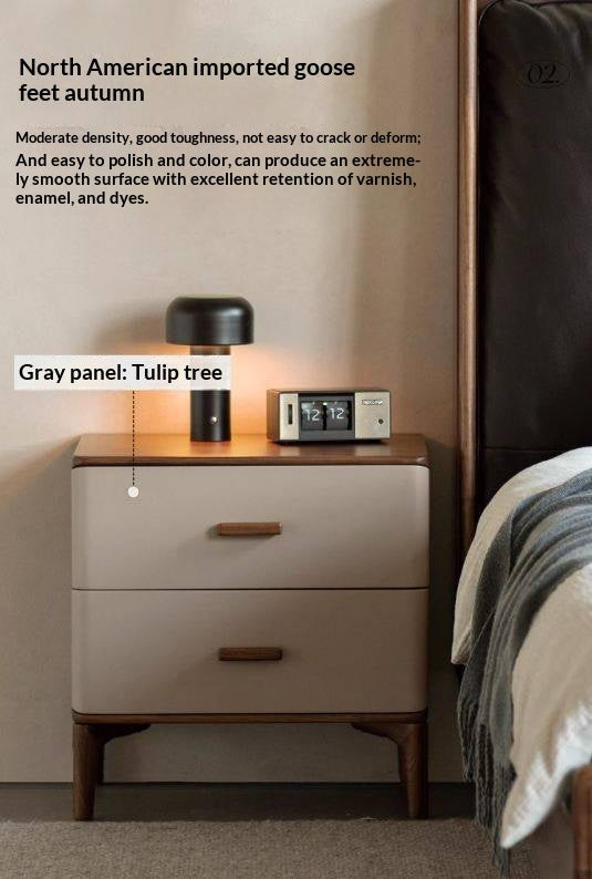 Black Walnut Solid Wood Italian Light Luxury Nightstand