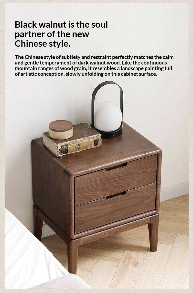 Black Walnut, Ash Solid Wood Nordic Modern Nightstand