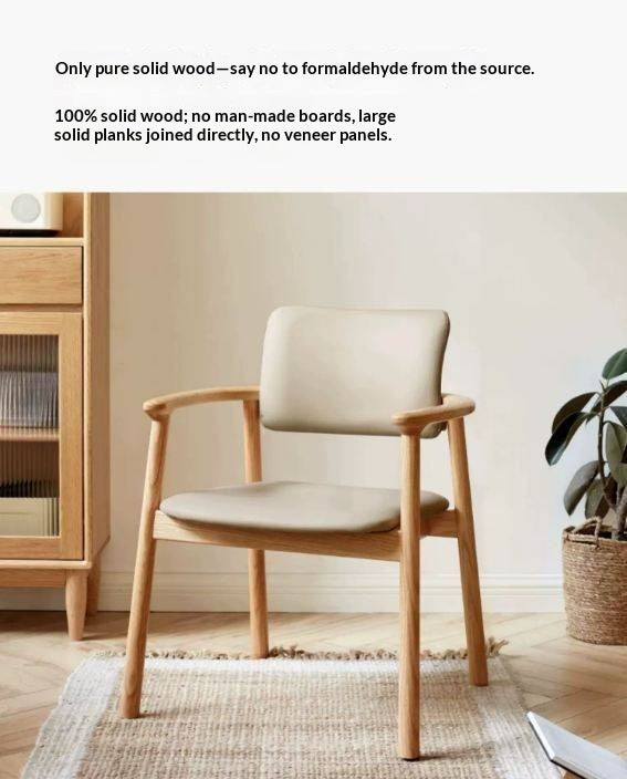 Oak Solid Wood Solid Dining Armchair with Curved Wraparound Back