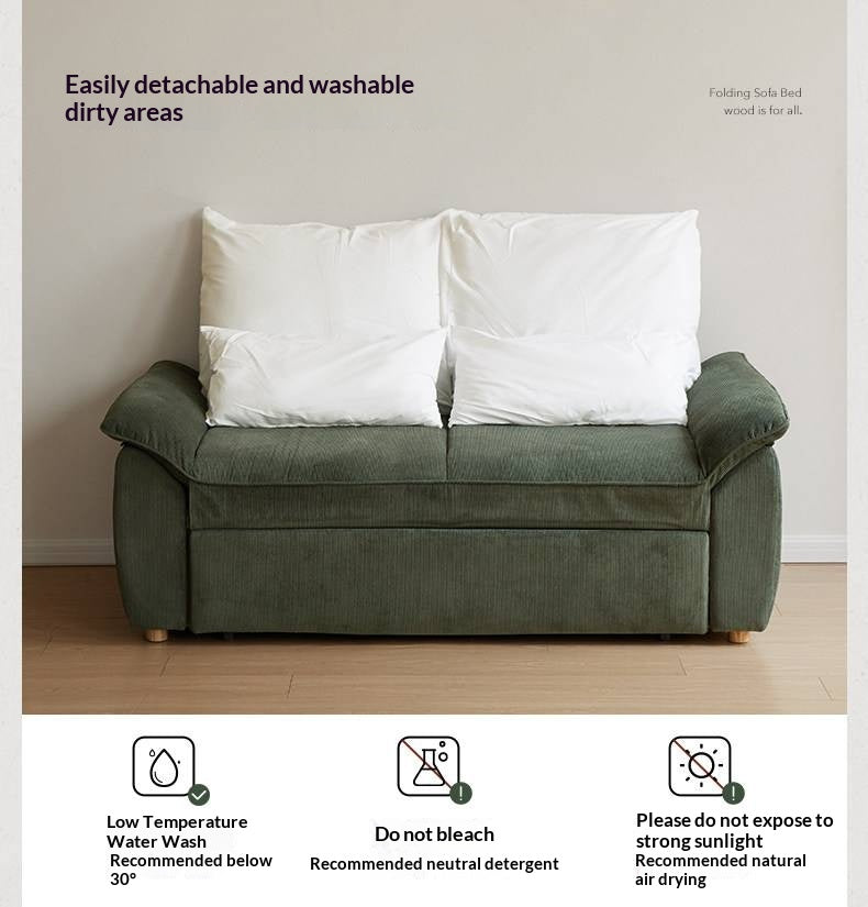 Corduroy Loveseat Sofa with Pull-Out Chaise and Adjustable Backrest