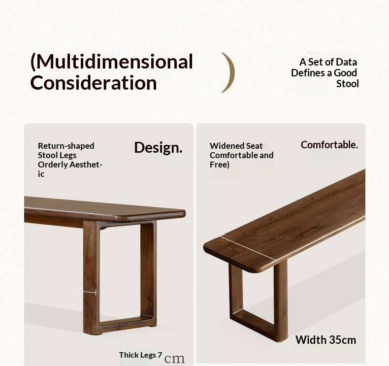 Black Walnut, White Ash Solid Wood Leisure Long Bench