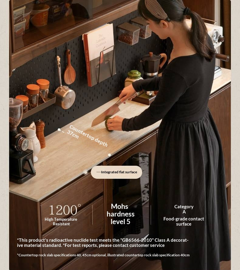 Black Walnut Solid Wood Retro Buffet Cabinet, Sideboard