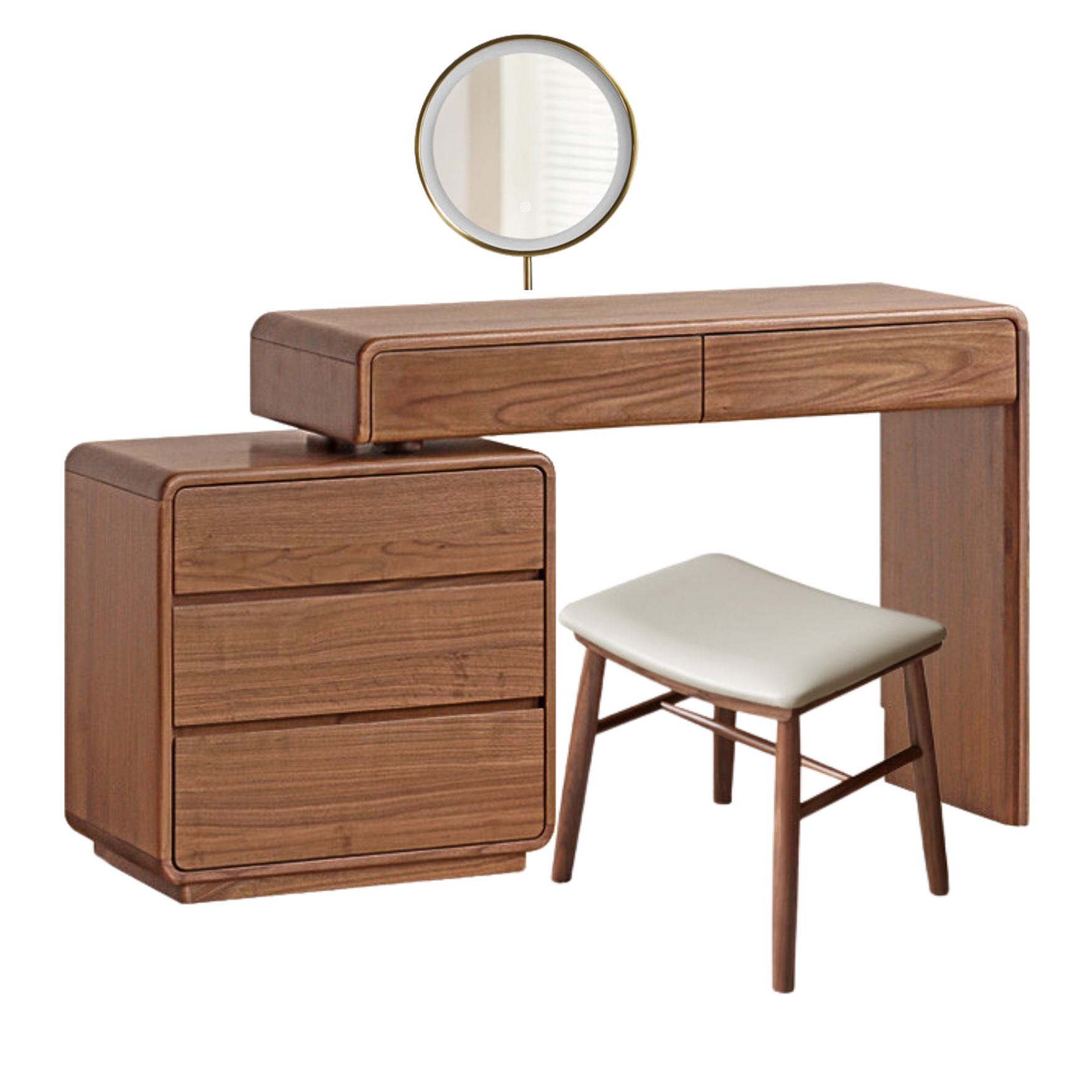 Black Walnut, Sandalwood Solid Wood Dressing Table Chest Of Drawers.