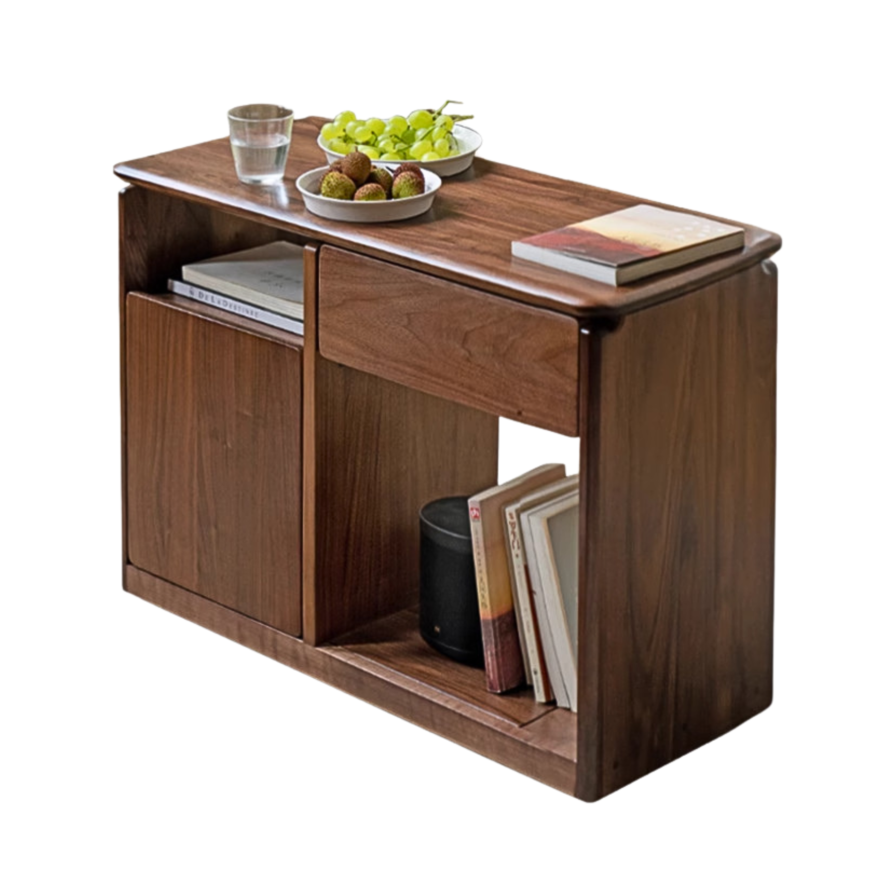 Oak, Black Walnut, Ash Solid Wood Mobile Side Table