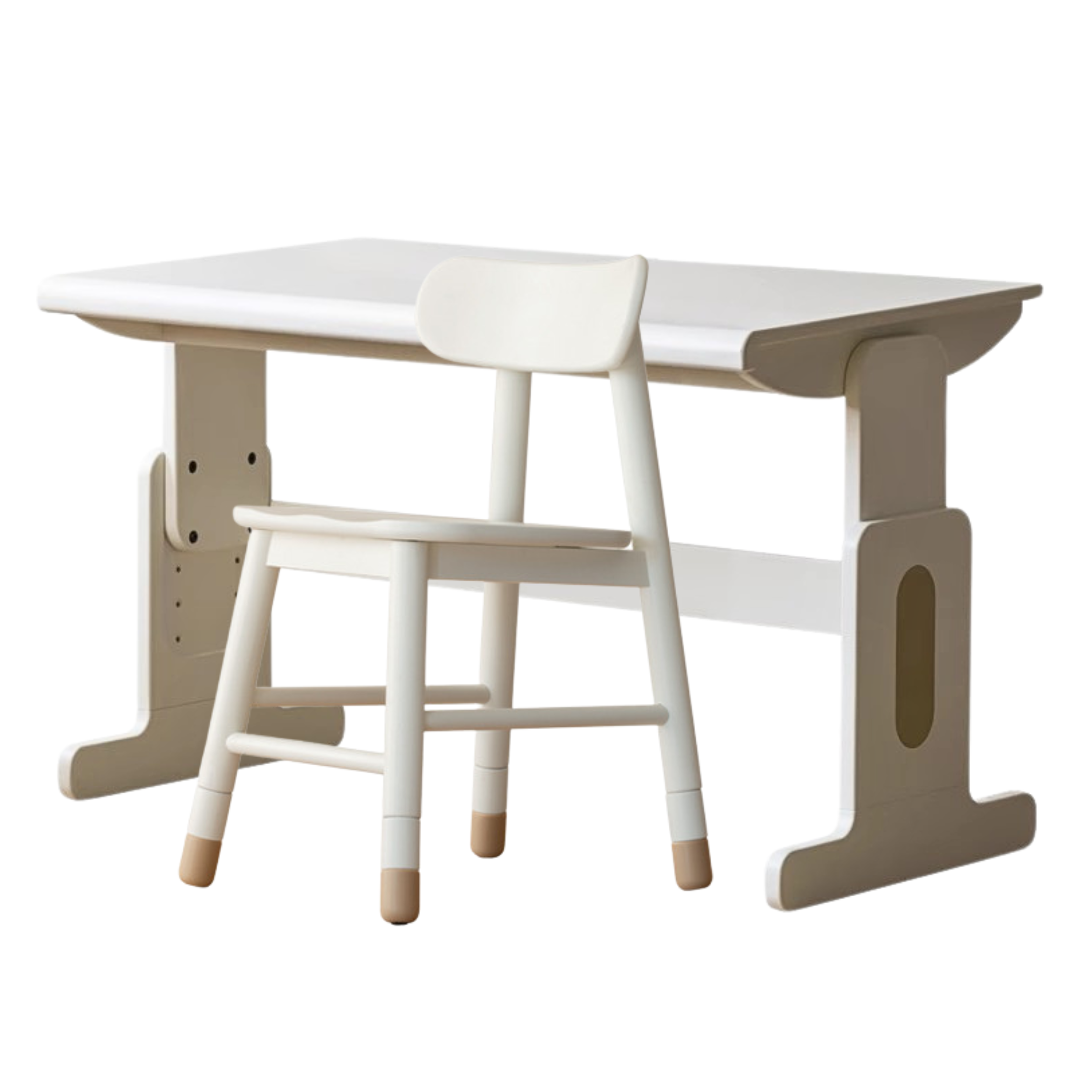Beech Solid Wood Lift Study Desk Adjustable White Children's Desk