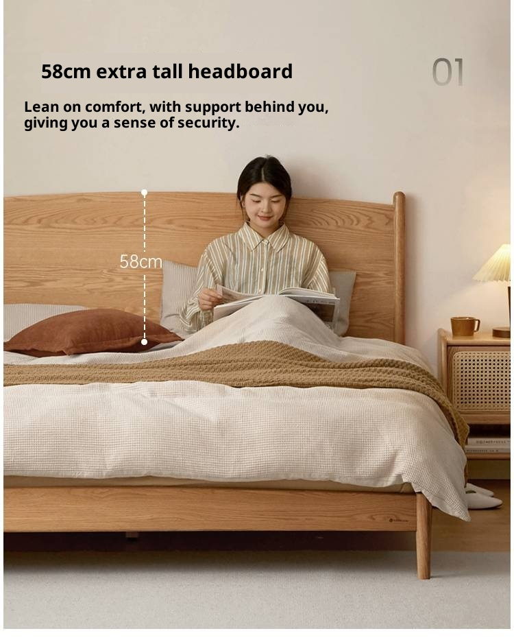 Oak Solid Wood Modern Simple Large Bed