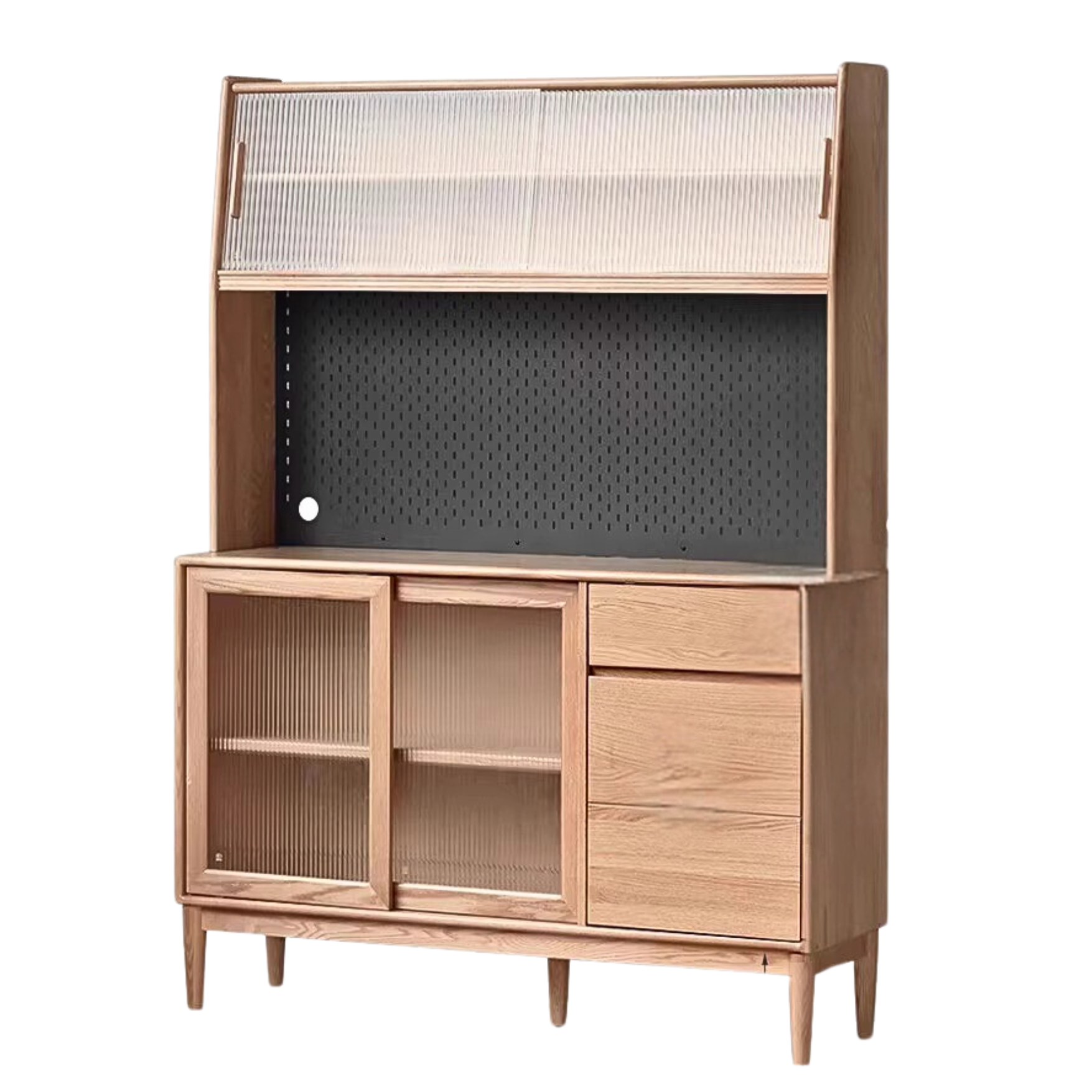 Oak Solid Wood Modern Dining Sideboard Against The Wall