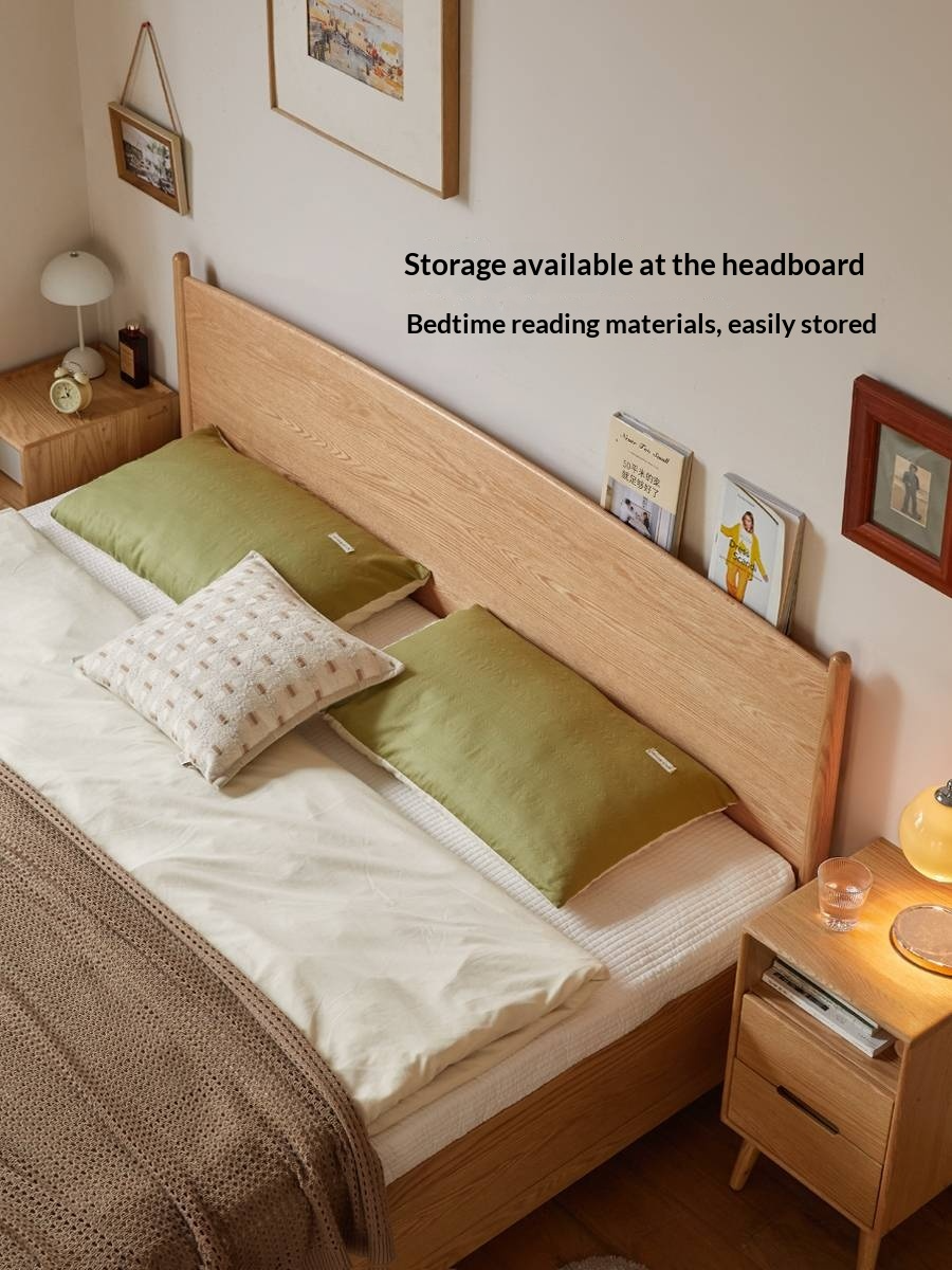 Oak Solid Wood Box Bed, Modern Minimalist