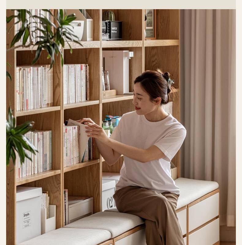 Oak Solid Wood Cream Style Study Bookcase