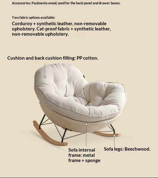 Beech Solid Wood Technology Cloth Casual Rocking Recliner Chair
