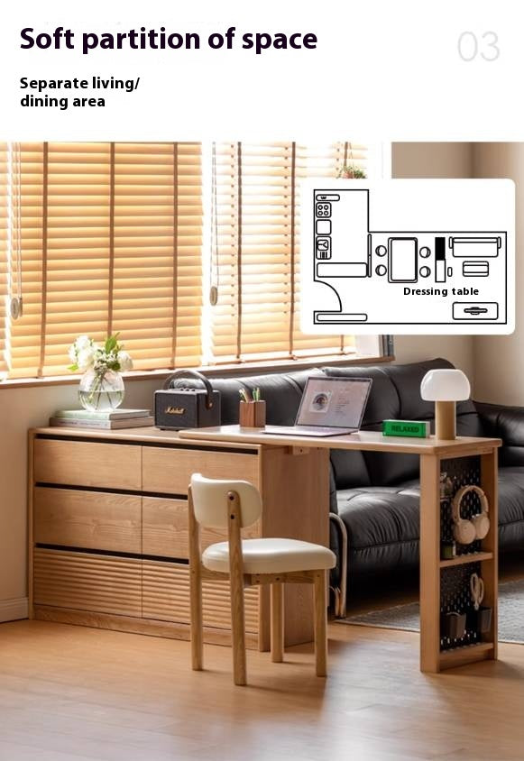 Ash Solid Wood Modern Multi-function Vanity Table.