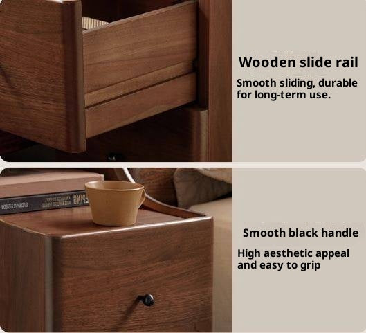 Black Walnut Solid Wood Retro Style Nightstand