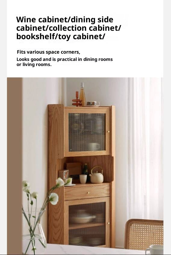 Oak Solid Wood Corner Nordic Storage Cabinet