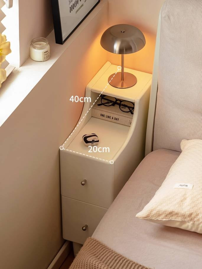 Solid Rubberwood Cream Style Nightstand