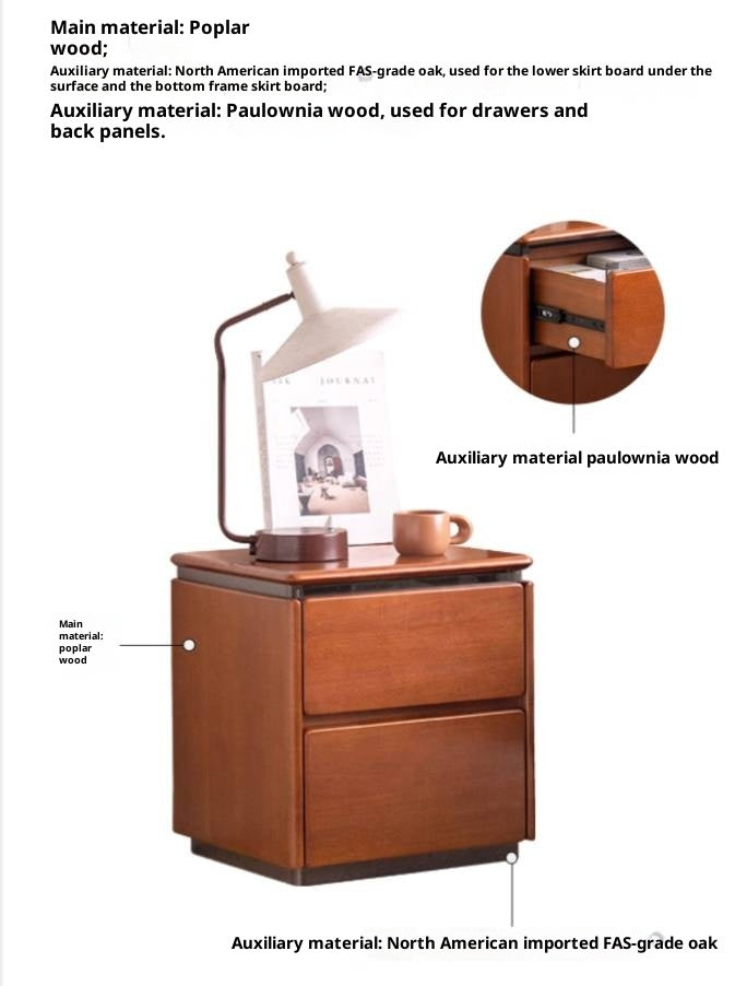 PoplarSolid Wood Vintage Style Nightstand