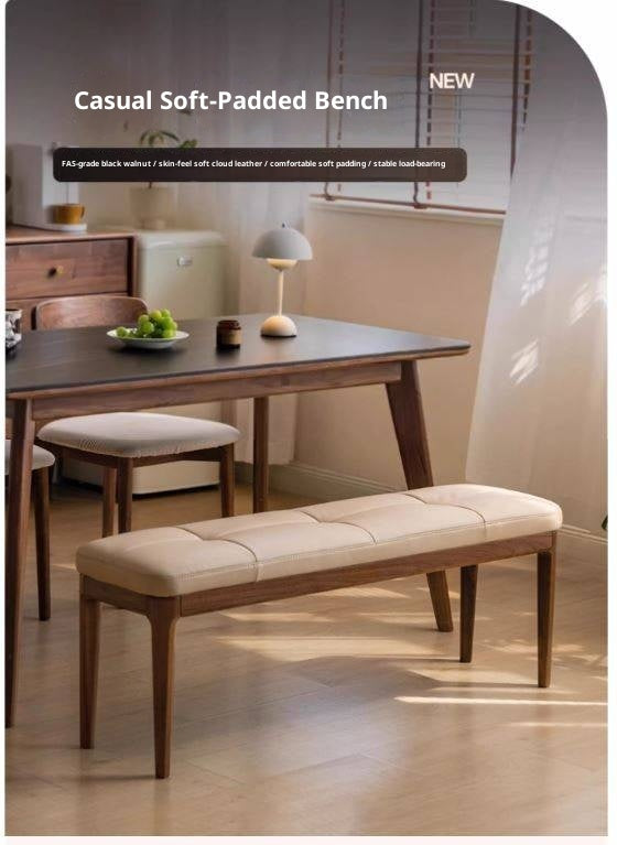 Black Walnut Solid Wood Long Bar Soft Bench