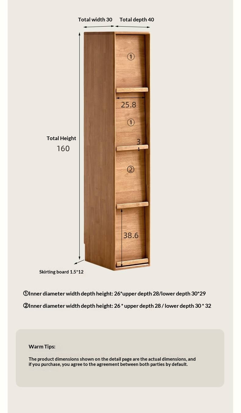 Solid RubberWood Minimalist Side Cabinet with Narrow Opening and Flip Doors
