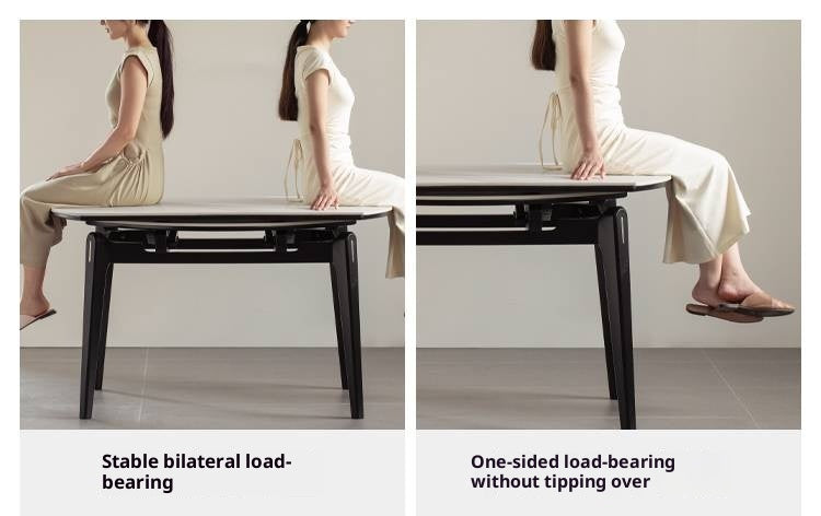 Solid Rubberwood Modern Rock Plate Dining Table
