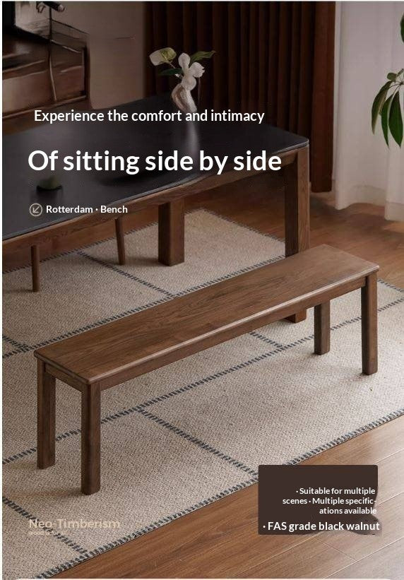 Black Walnut, Oak, Sandalwood, Ash, Solid Rubberwood Nordic Long Bench