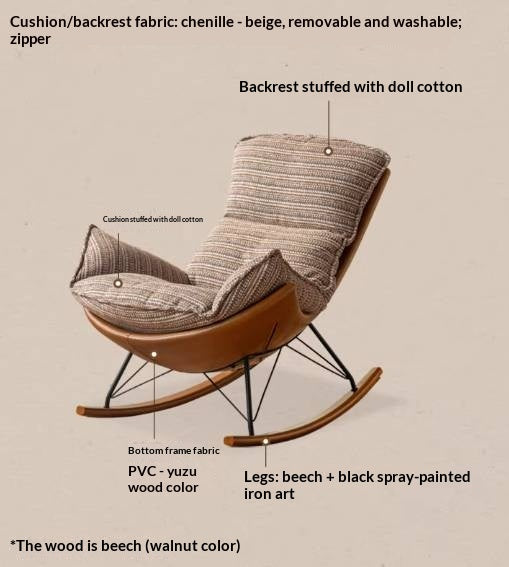 Egg Shell Lounge Chair with Rocking Base, Upholstered Cocoon Accent Chair Beech Legs