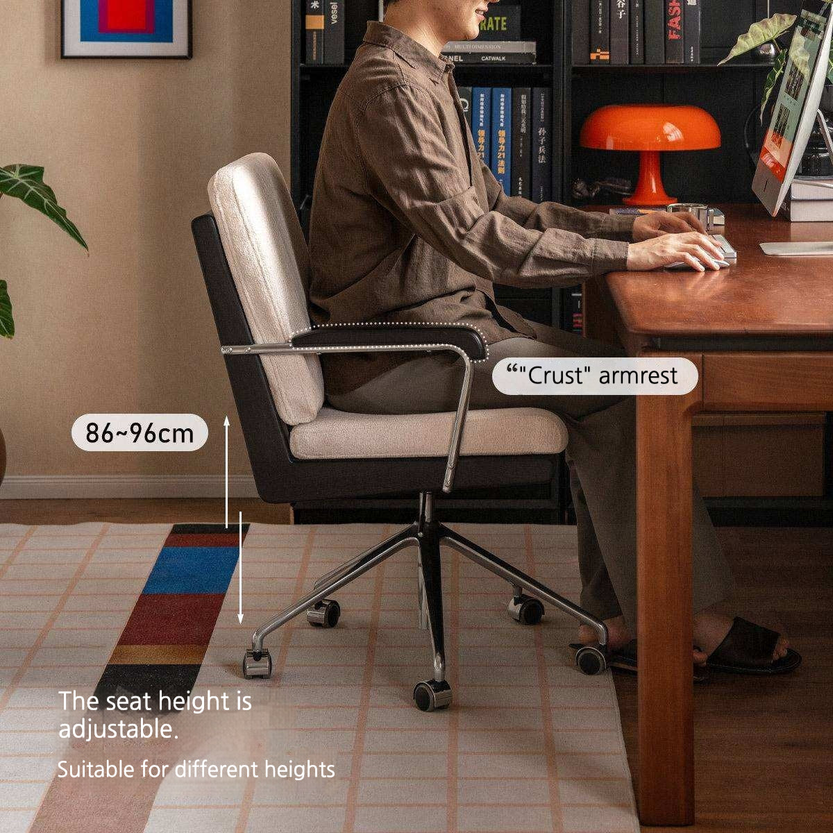 Oak Solid Wood Office Chair with Adjustable Back and Ergonomic Design