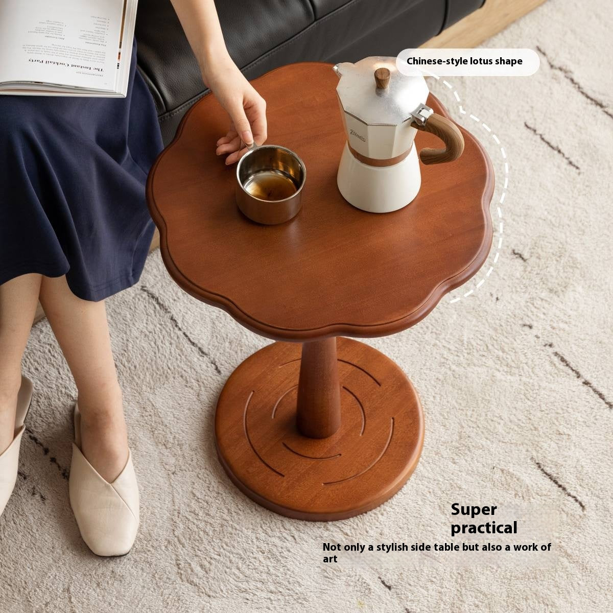 Poplar Solid Wood French Side Table