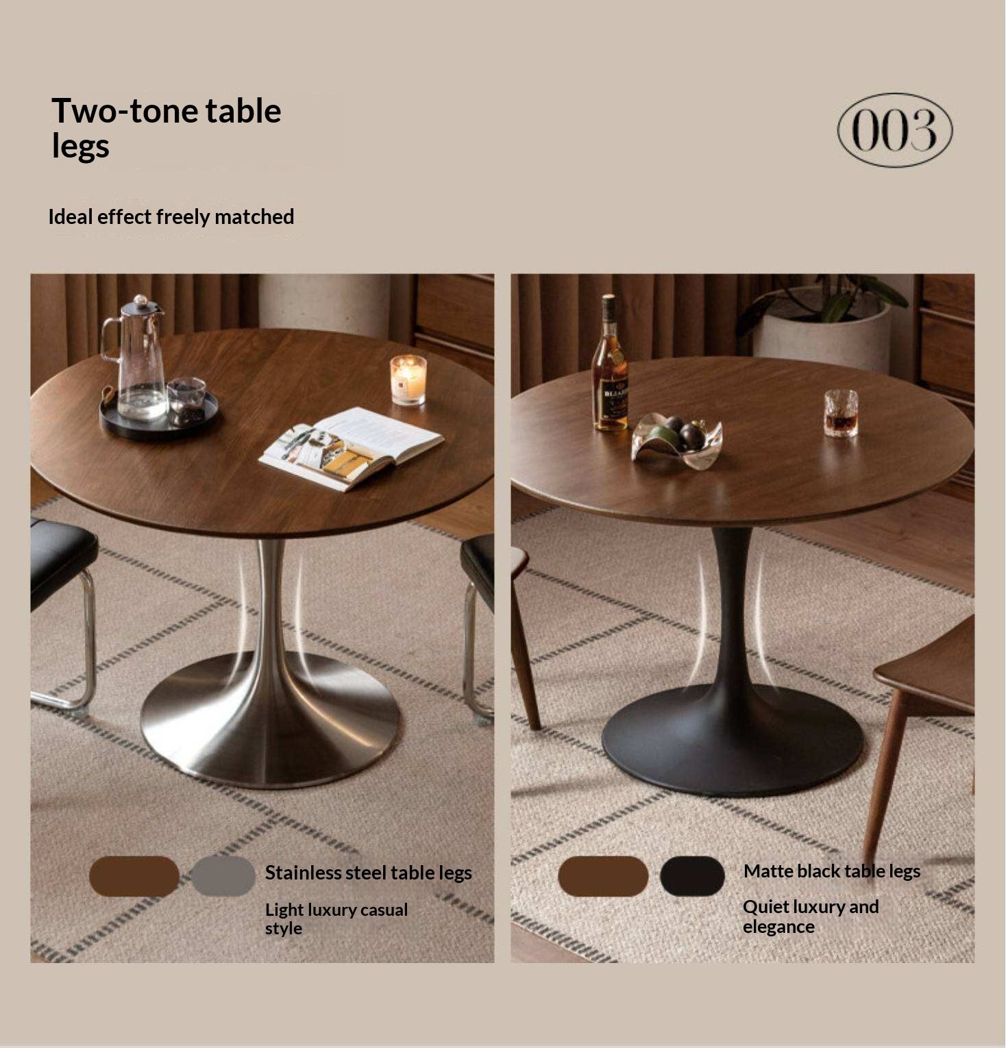 Black Walnut Solid Wood Dining Table Bauhaus Style